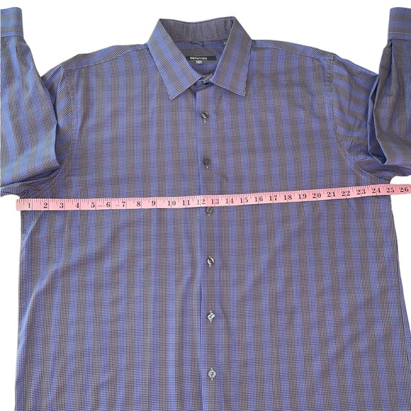 Kenneth Cole Reaction Button Down Dress Shirt Purple Brown Size 17 Regular Fit - Picture 8 of 11